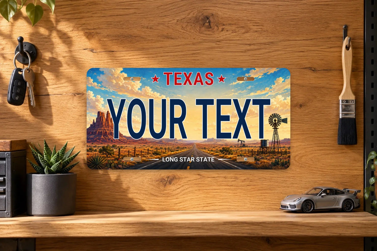 50-State Custom License Plate — On A Wall · current design preview