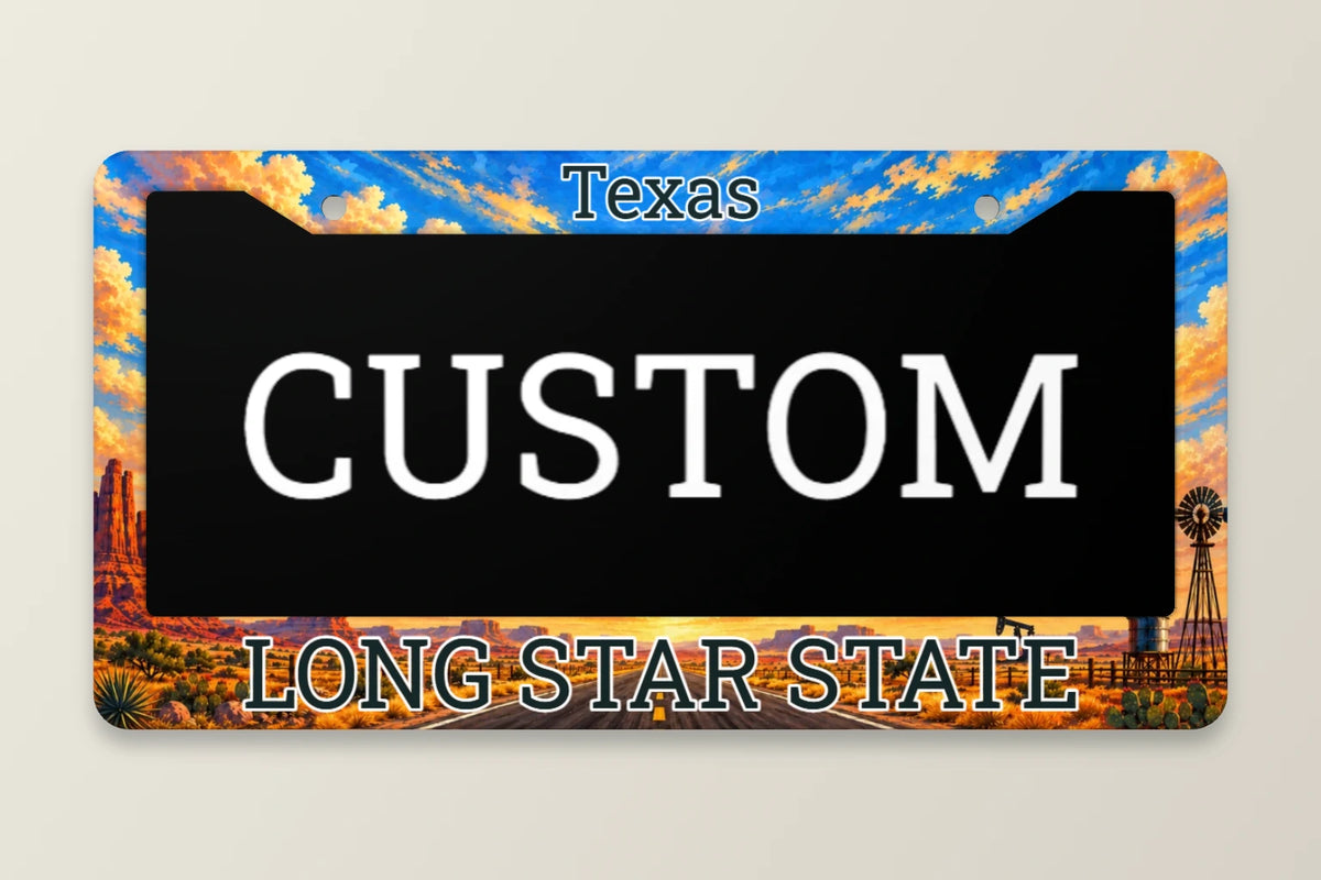 50-State Custom License Plate Frame — Assembled · current design preview