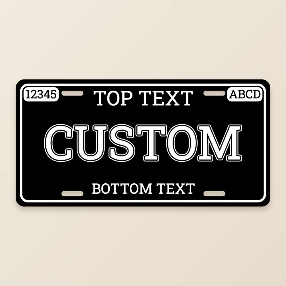 Classic Black and White Custom License Plate