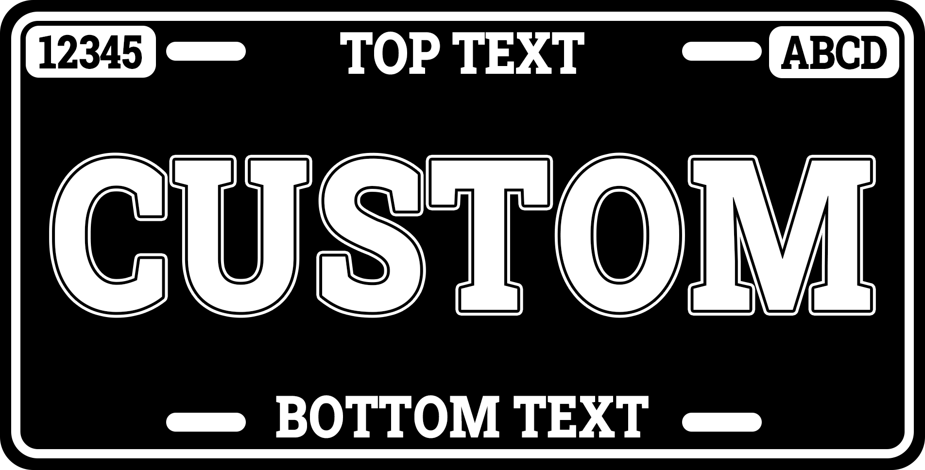 Classic Black and White Custom License Plate